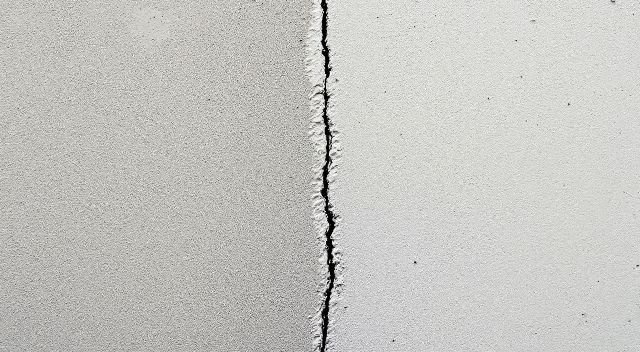 Fissure rouverte à travers un enduit de réparation récent